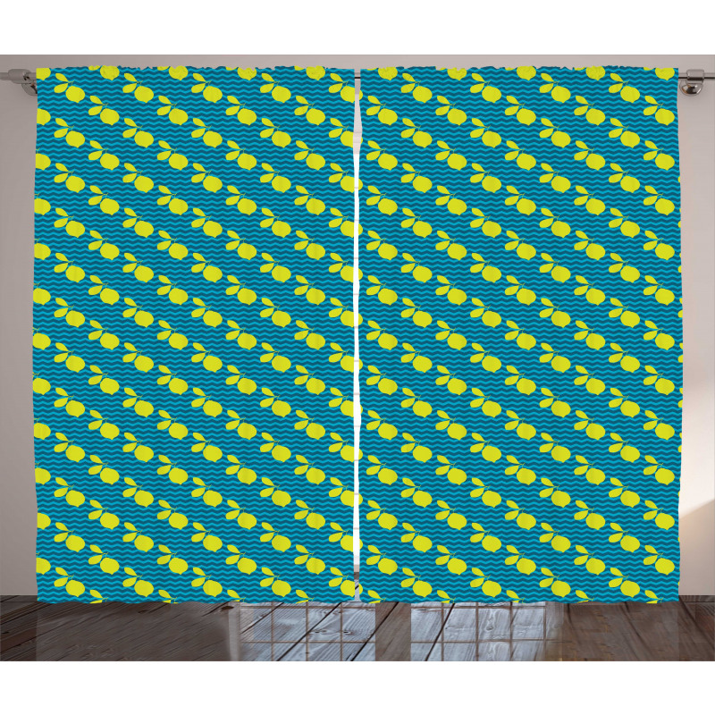 Citrus Motif Zigzag Backdrop Curtain