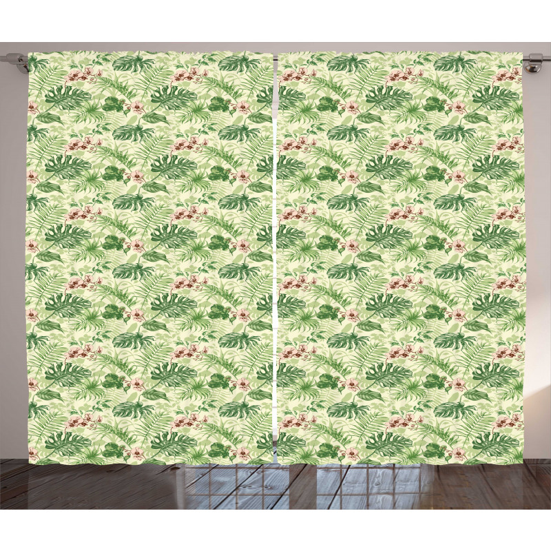 Various Leaves and Flowers Curtain