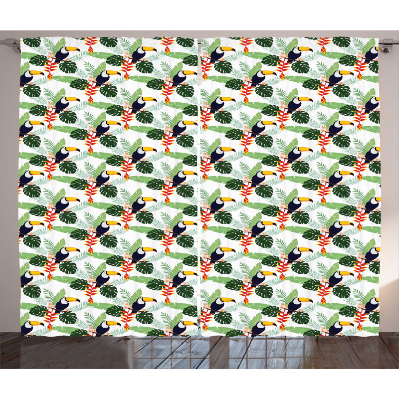 Flowers and Toucan Birds Curtain