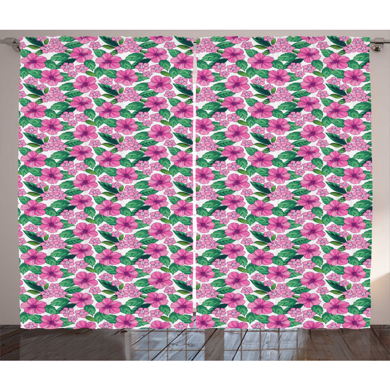 Hibiscus and Plumeria Art Curtain