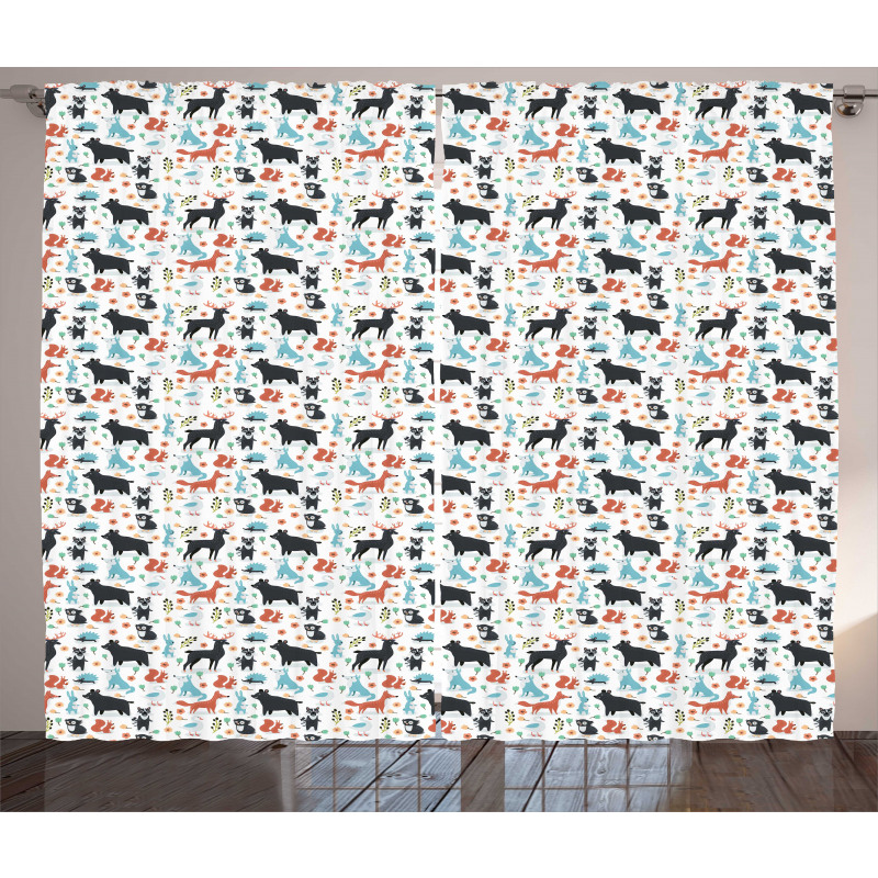 Fox Rabbit Bear Owl Curtain