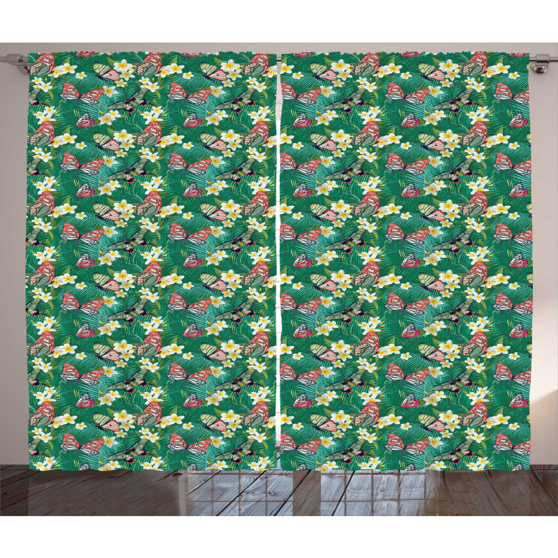 Exotic Butterfly Plumeria Curtain