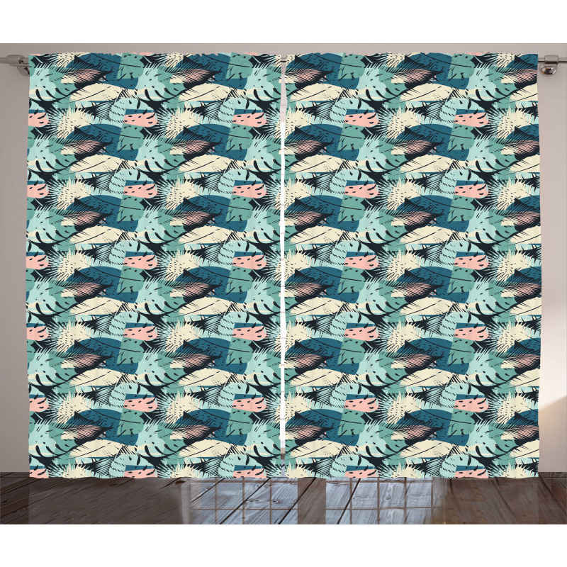 Pastel Monstera Palm Plants Curtain