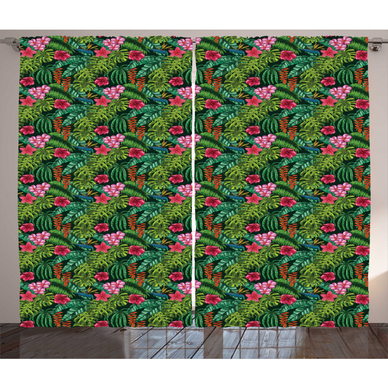 Hibiscus Plumeria Monstera Curtain