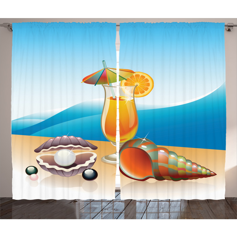 Seascape Summer Beach Curtain