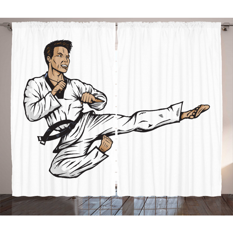 Senpai with Black Belt Kick Curtain