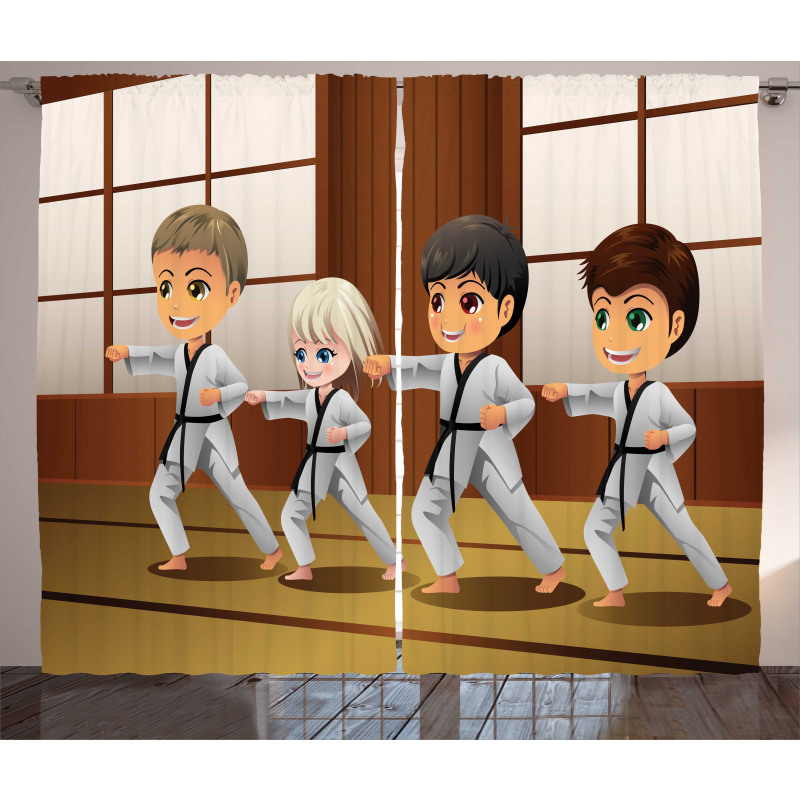 Children Dojo Practice Art Curtain