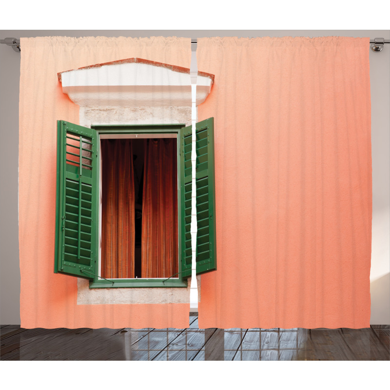 Old Retro House Shutters Curtain