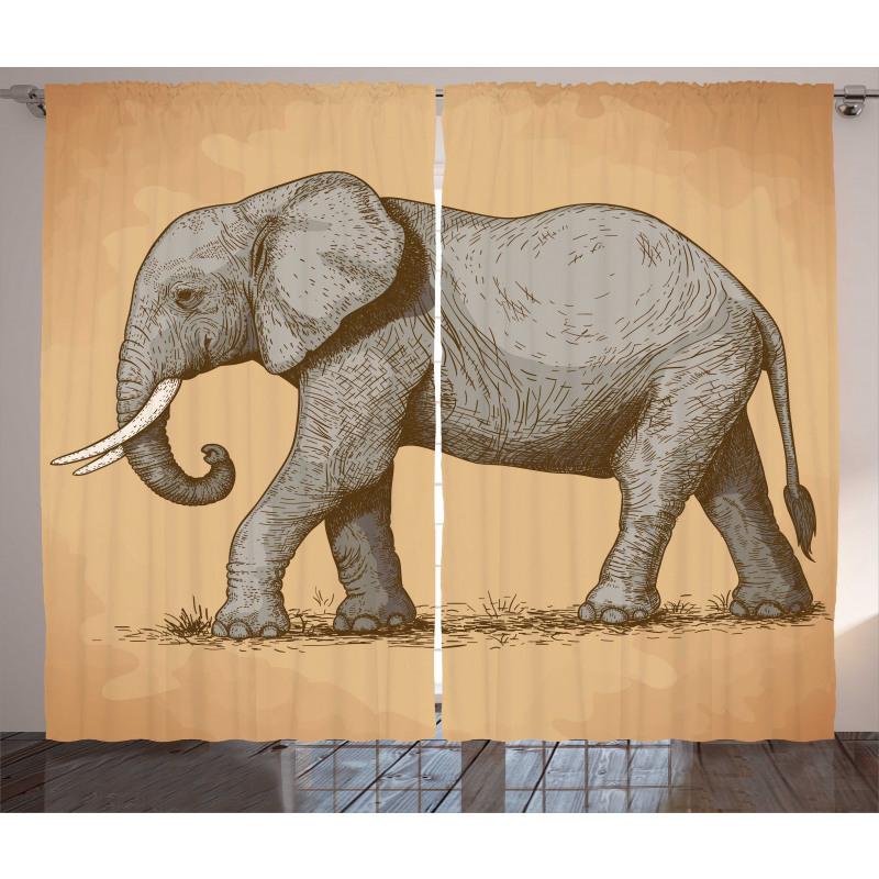 Sketch Art Animal Curtain