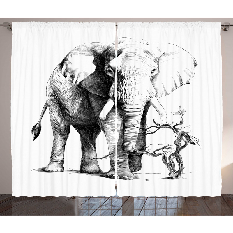 Big Mammal Sketch Curtain