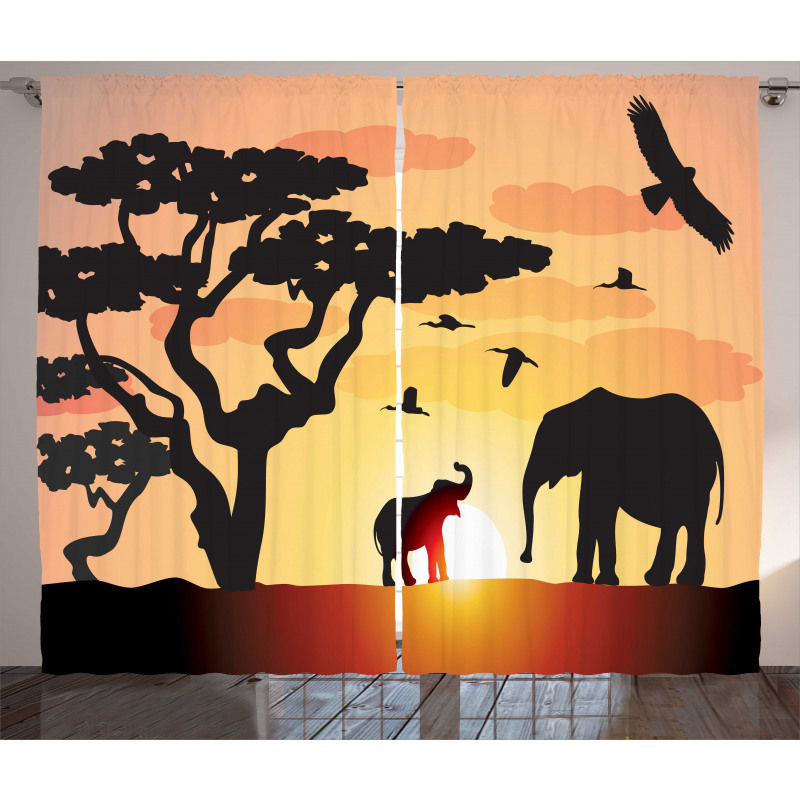 Sunset Animal Tree Curtain