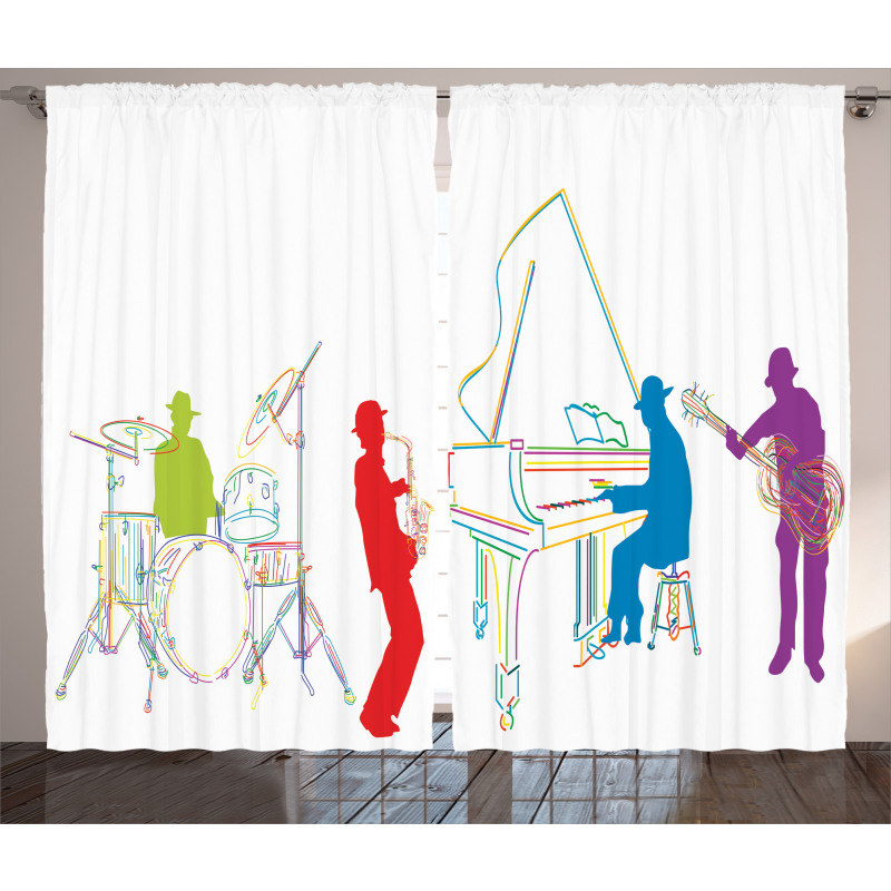 Retro Jazz Band Music Curtain