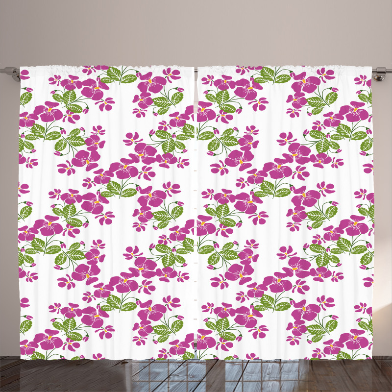 Spring Romance Flowers Bloom Curtain