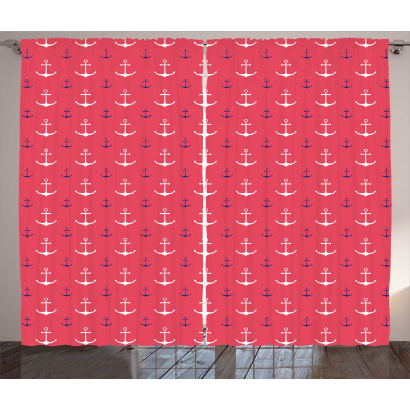 Symmetric Nautical Items Art Curtain