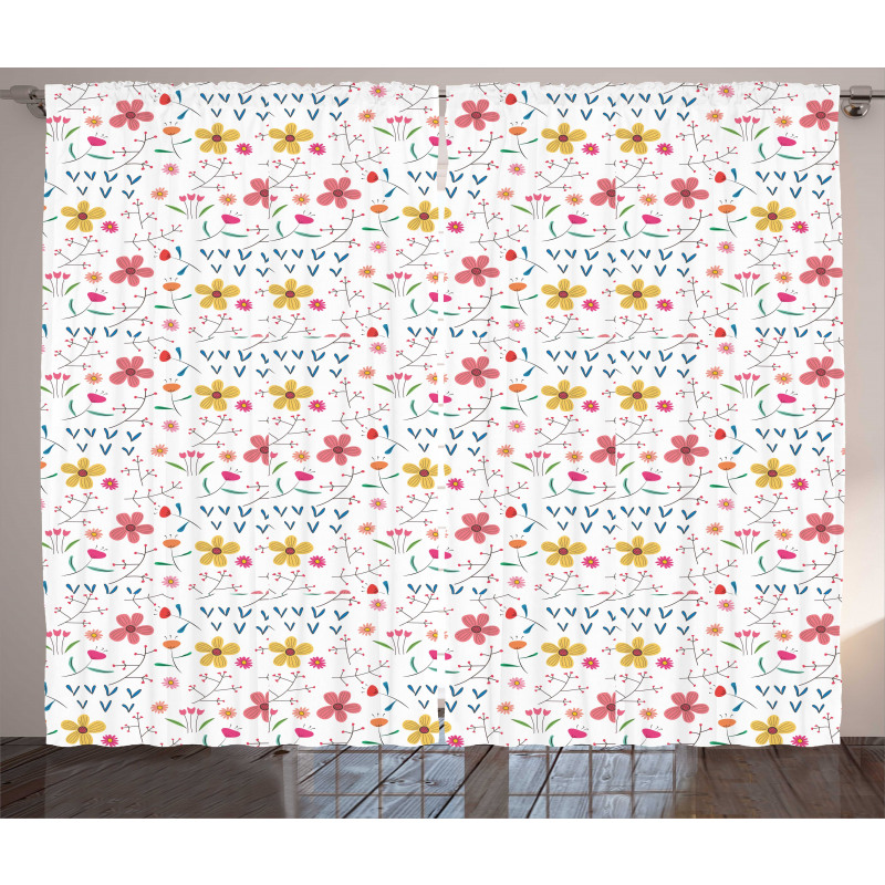 Colorful Wild Meadow Botany Curtain