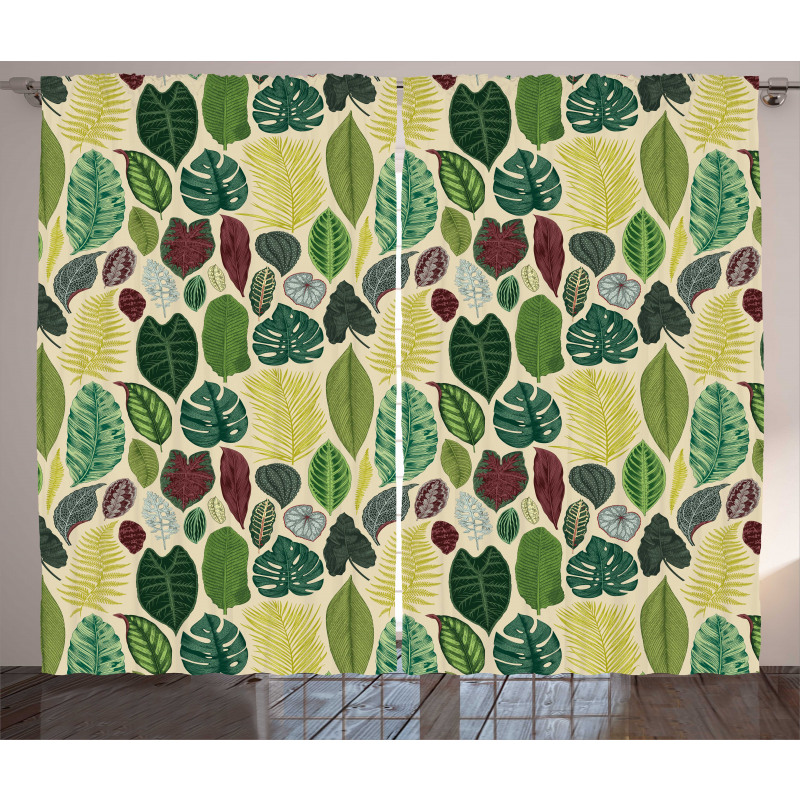 Various Detailed Leaves Curtain