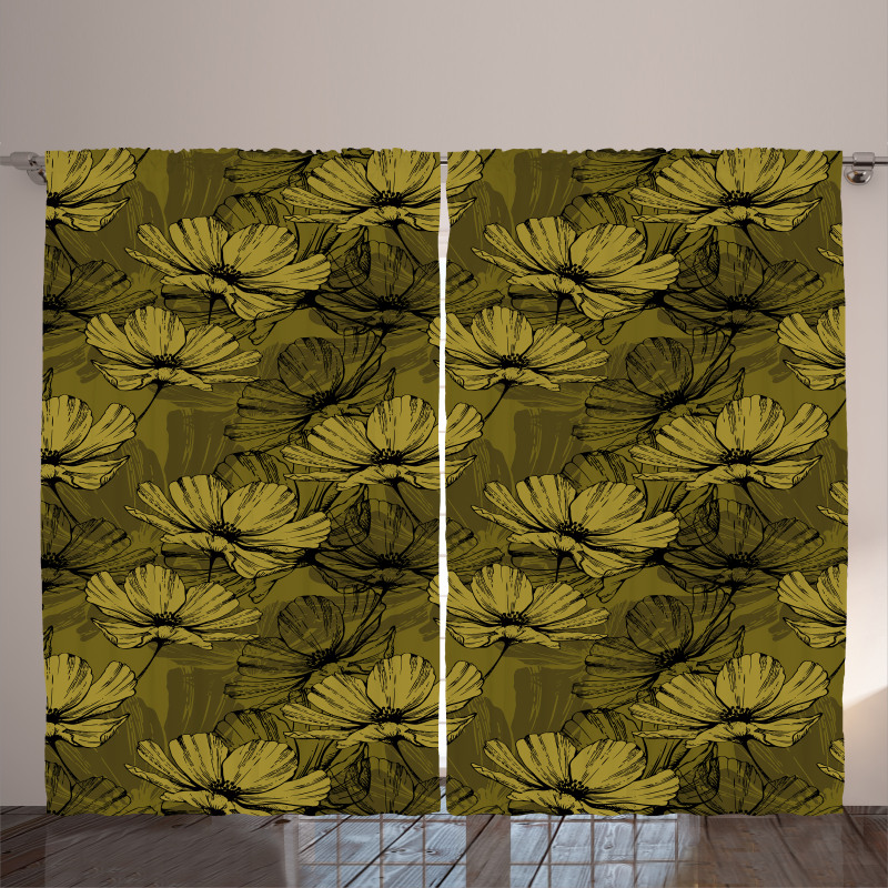 Fowers in Earth Tones Art Curtain