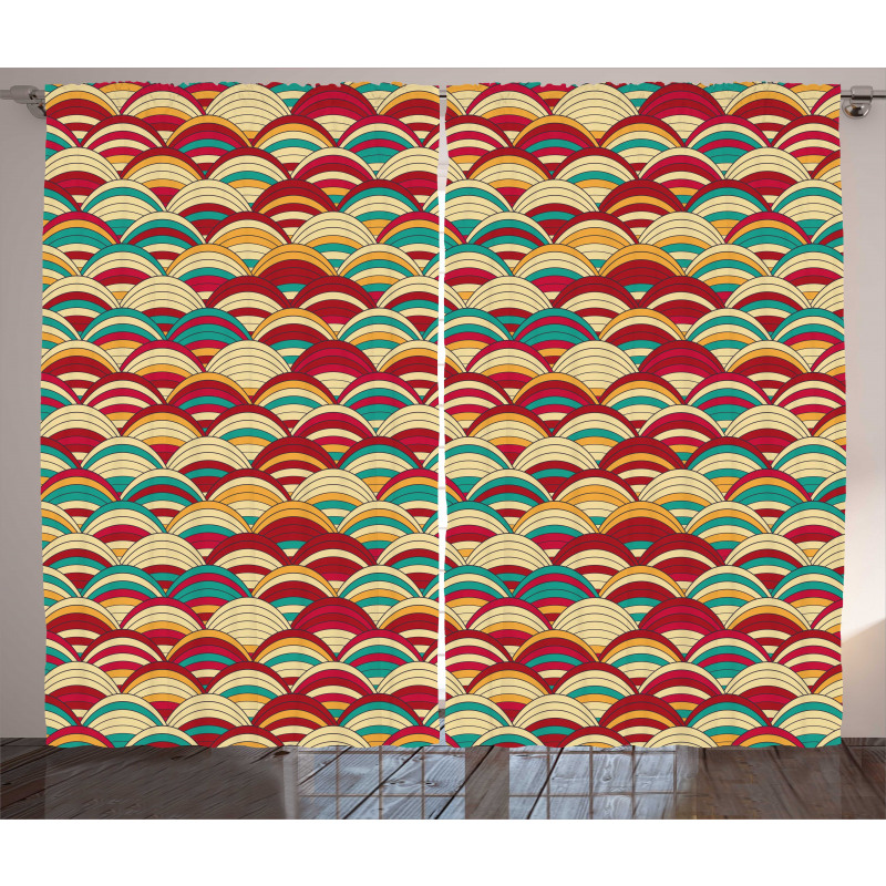 Repeated Striped Squama Art Curtain