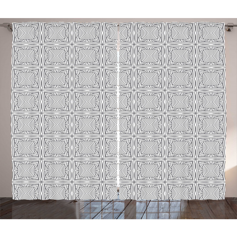 Concentric Round Squares Curtain