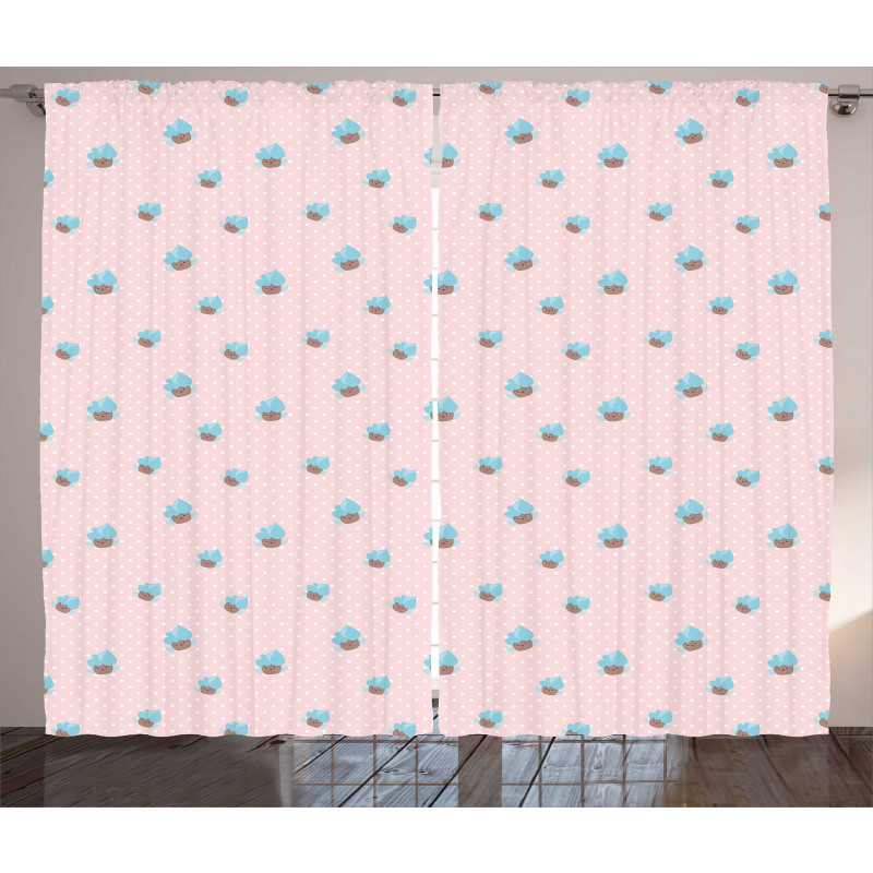 Cupcakes and Polka Dots Curtain