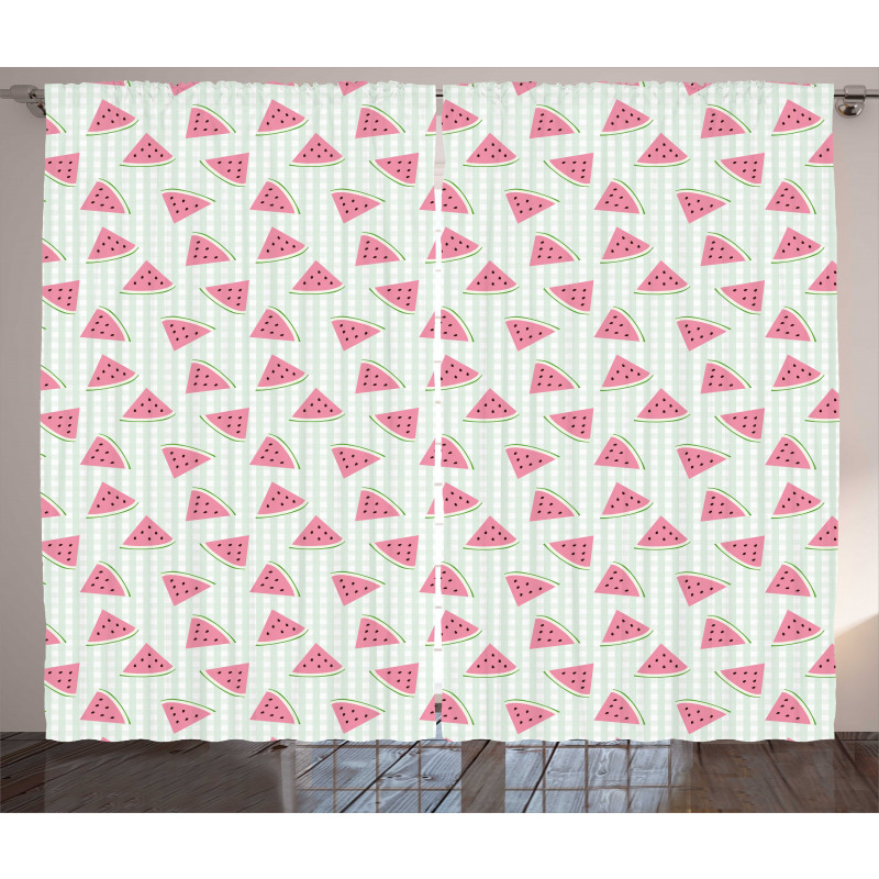 Fruit Slices Checkered Curtain