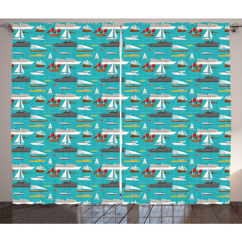 Sea Transportation Items Curtain