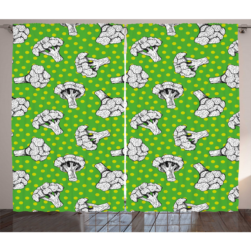 Digital Drawings of Broccoli Curtain