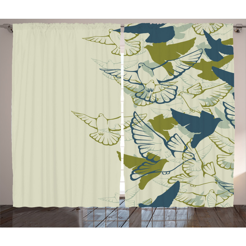 Flock of Flying Pigeons Curtain