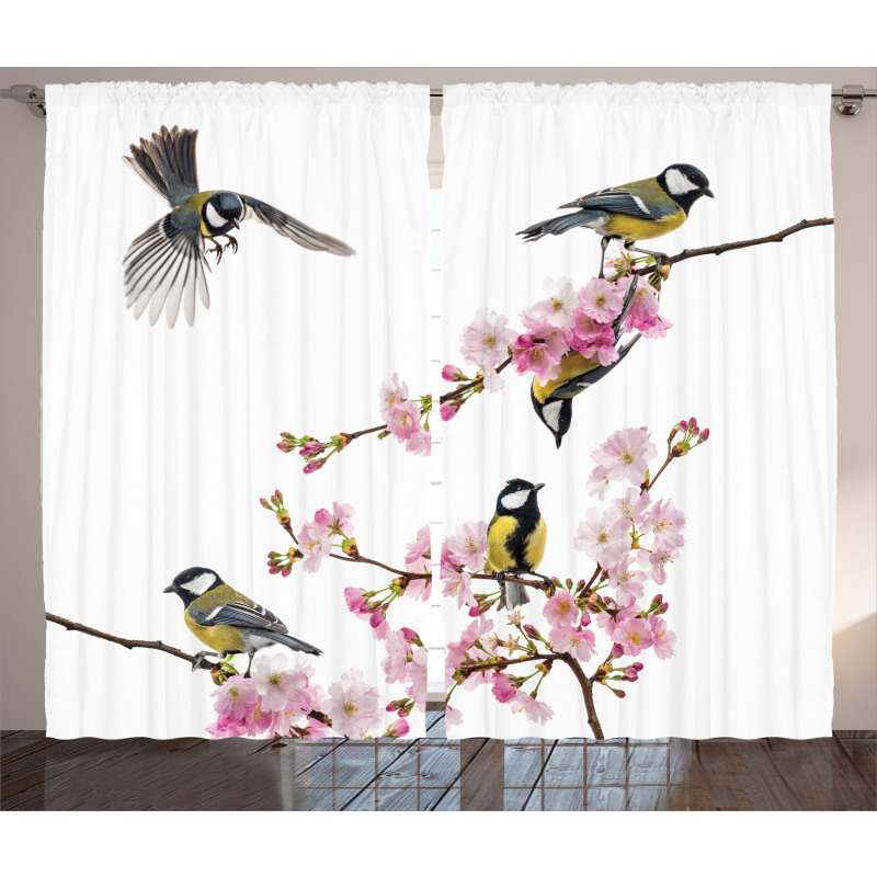 Flowers Hummingbirds Curtain