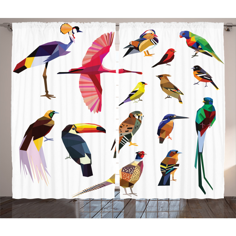Bird Set Poly Design Curtain