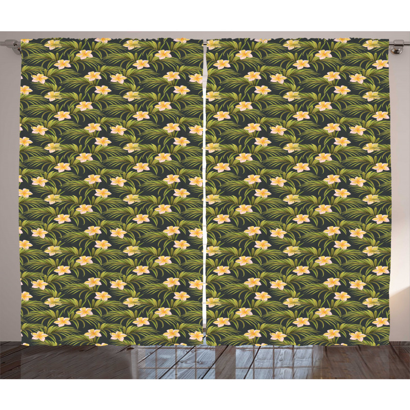 Palm Leaves Summer Flowers Curtain