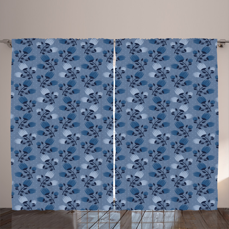 Flowers in Pastel Cold Tones Curtain