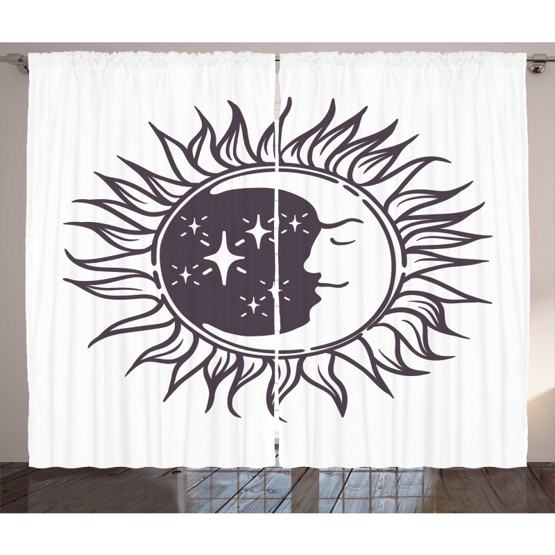 Cartoon Crescent in Sun Curtain