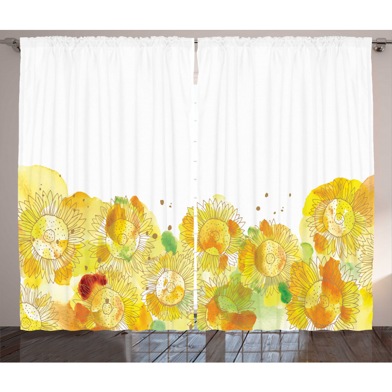 Watercolor Sunflowers Curtain