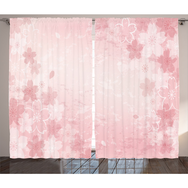 Cherry Blossom Floral Art Curtain