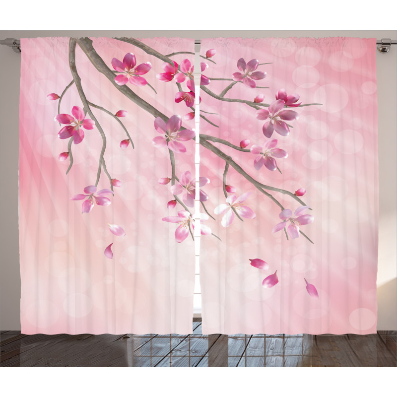 Tree Branch with Flowers Curtain