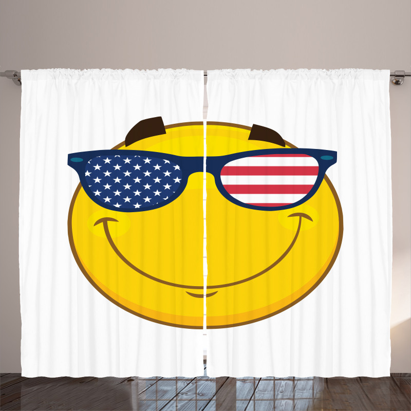 USA-Themed Emoji Sun Face Curtain