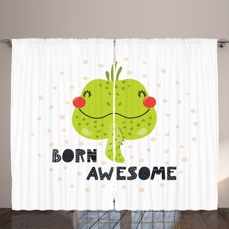 Encouraging Iguana Portrait Curtain