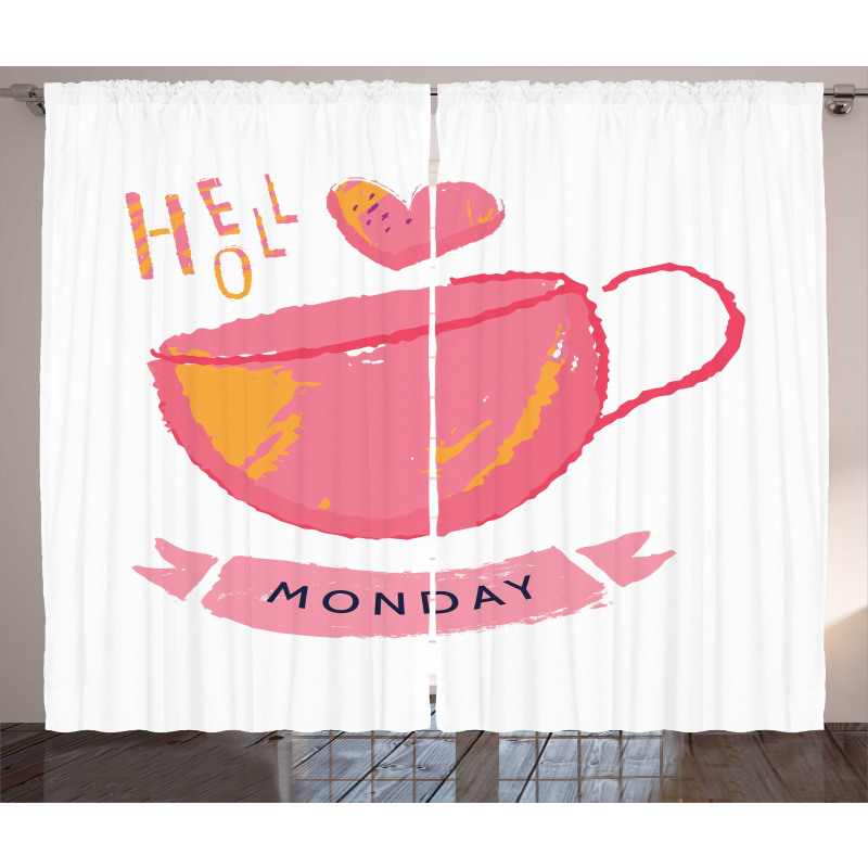 Hello Monday Text and a Mug Curtain