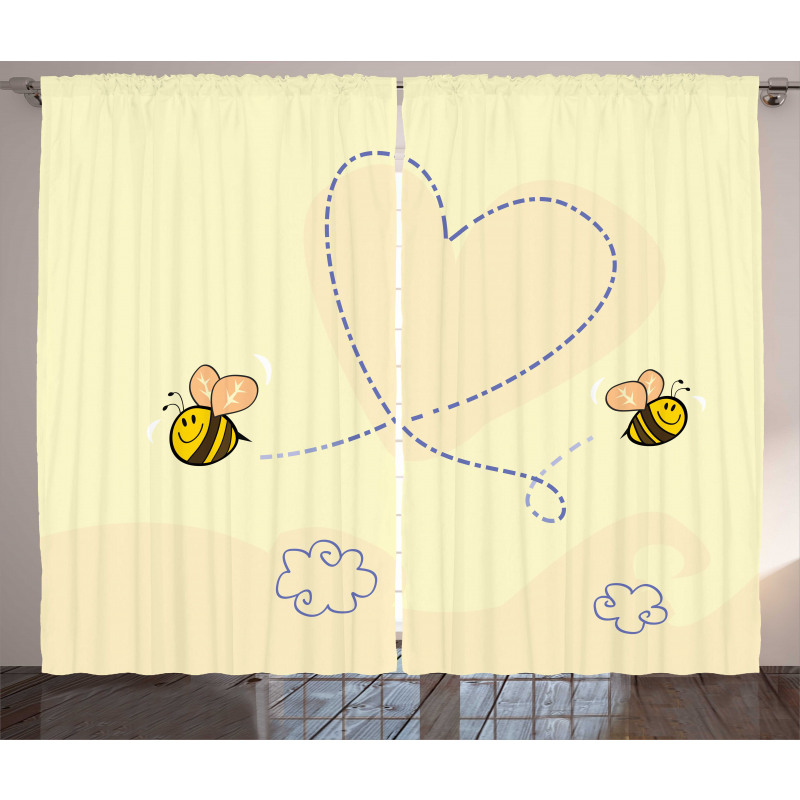 Buzzing Flies Heart Shape Curtain