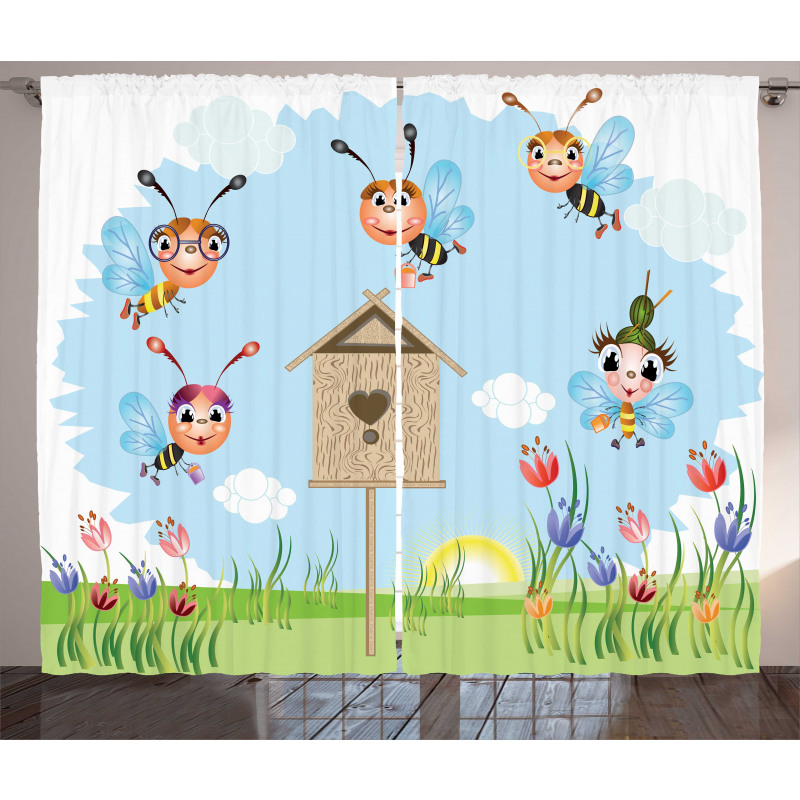 Cheerful Meadow Landscape Curtain