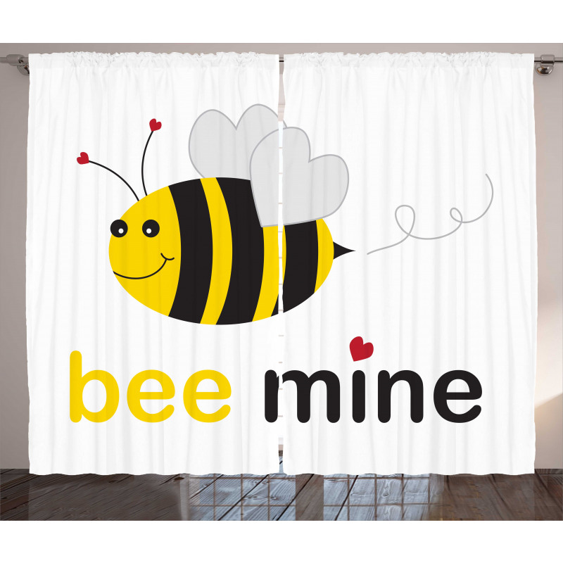 Bee Mine Romantic Cartoon Curtain