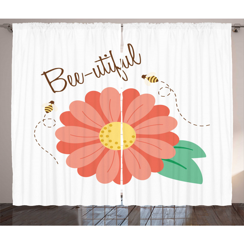 Bee-utiful Floral Scene Curtain