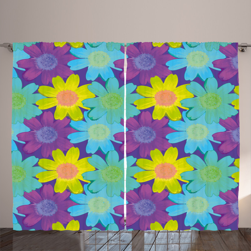 Watercolor Style 90s Pattern Curtain