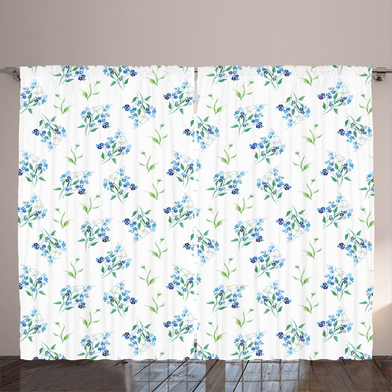Flowers Forget Me Nots Art Curtain