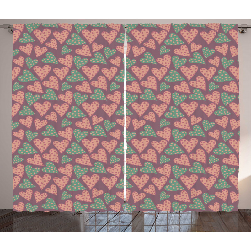 Retro Polka Dots Romance Curtain