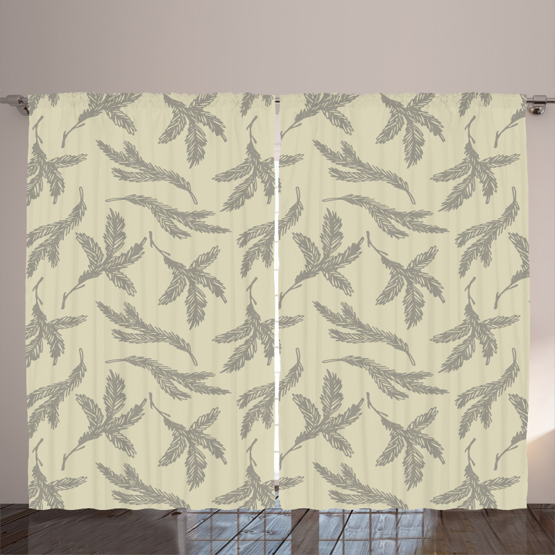 Fir Tree Branches Elements Curtain