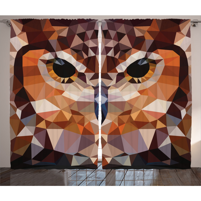 Geometric Mosaic Owl Art Curtain