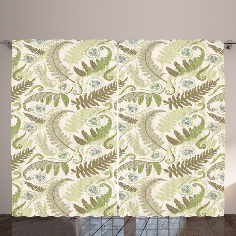 Curlicue Fern Leaves Art Curtain