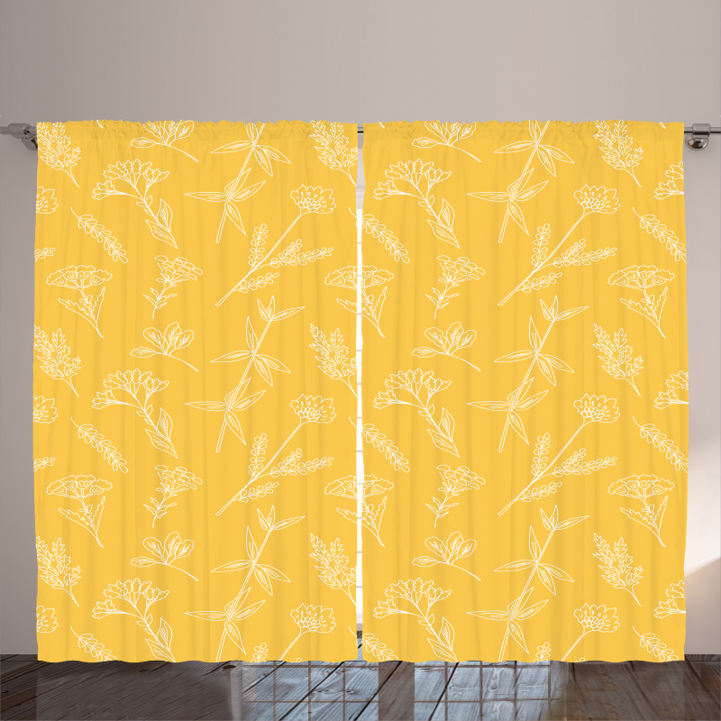 Wildflowers Outline Drawings Curtain